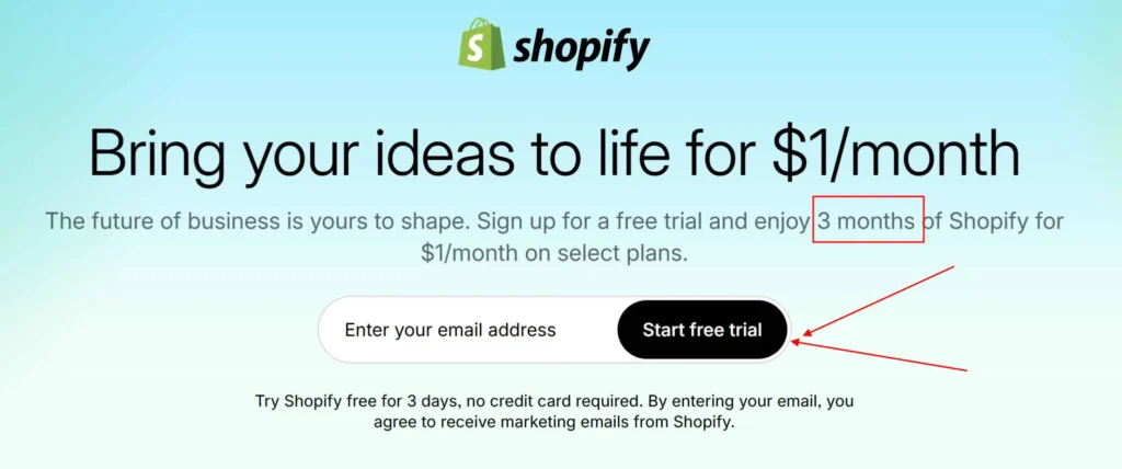 shopify 3个月1